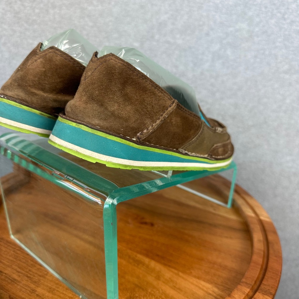 Ariat Cruiser Brown Suede Canvas Slip On Loafers Teal Lime Green Womens 7.5 - Picture 6 of 8